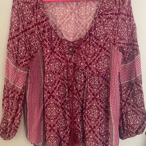 American Eagle Boho Lace Up Peasant Blouse Size XS